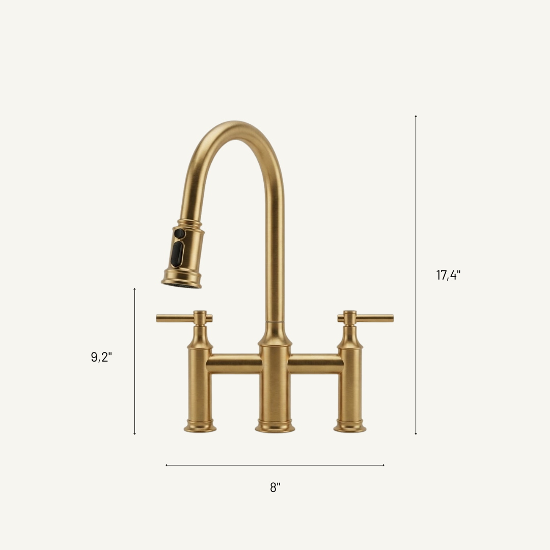 Westminster Brushed Gold Bridge Kitchen Faucet